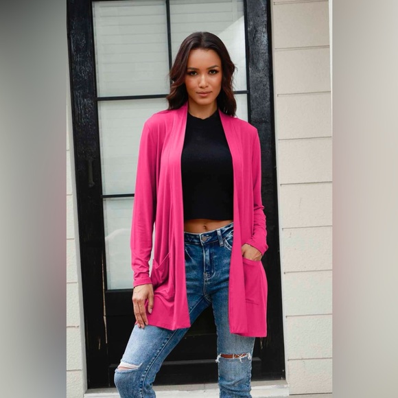 Basic Bae Full Size Open Front Long Sleeve Cardigan with Pockets - Picture 13 of 15